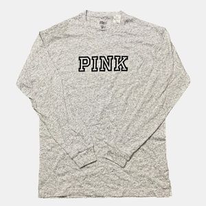 Victoria Secret PINK Block Logo Campus Crew Sweatshirt Pullover Gray Size XS